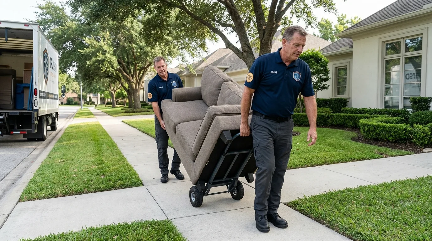 Local residential moving crew loading furniture in Deerfield, NH
